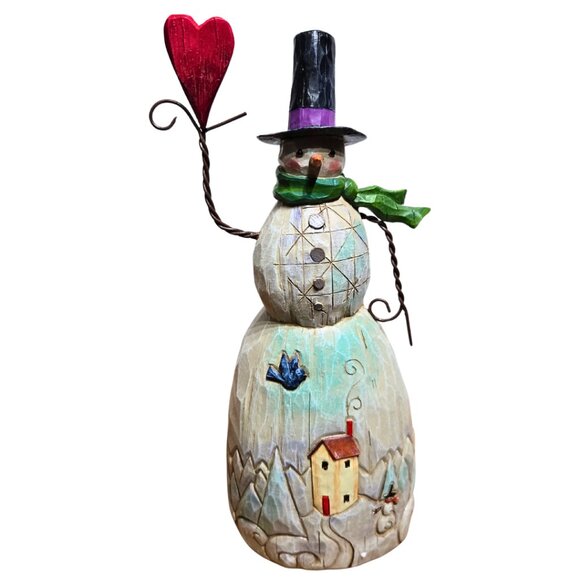 2017 Jim Shore Folklore Snowman With 10" Enesco 4058768 - Picture 4 of 9